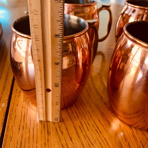OGGI 4 Copper Mugs with EZ-Grip Brass Handle Moscow Mule Liquid Drinks - Picture 9 of 11